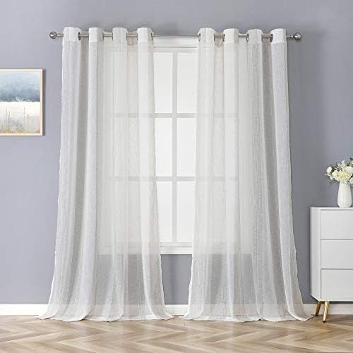 Haperlare Sheer Curtains for Living Room 95 inch Long Stripe Geometric Design Voile Window Curtai... | Amazon (US)