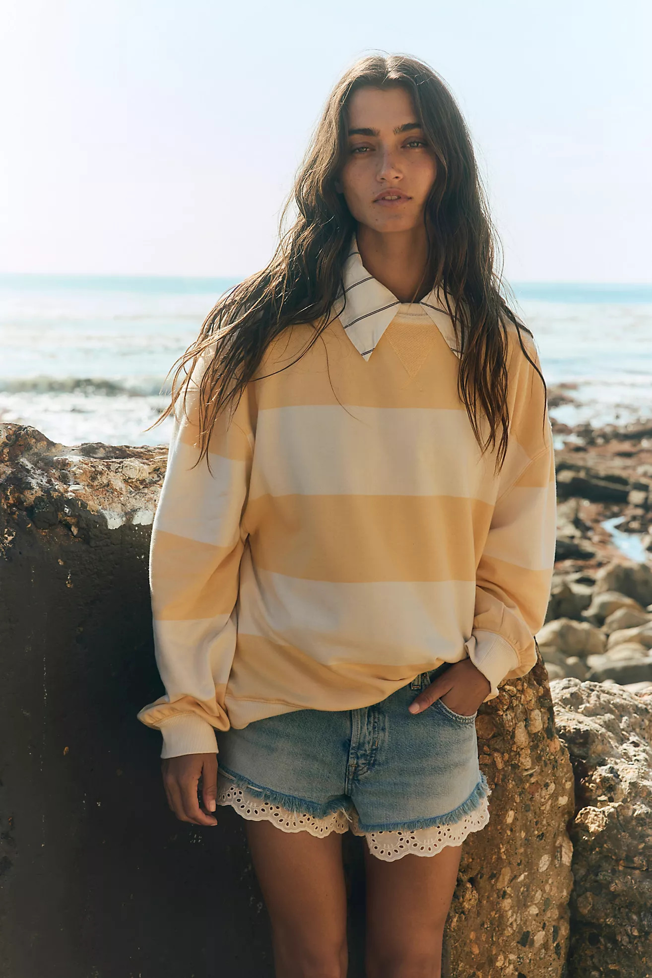 We The Free Classic Striped Oversized Crewneck | Free People (Global - UK&FR Excluded)