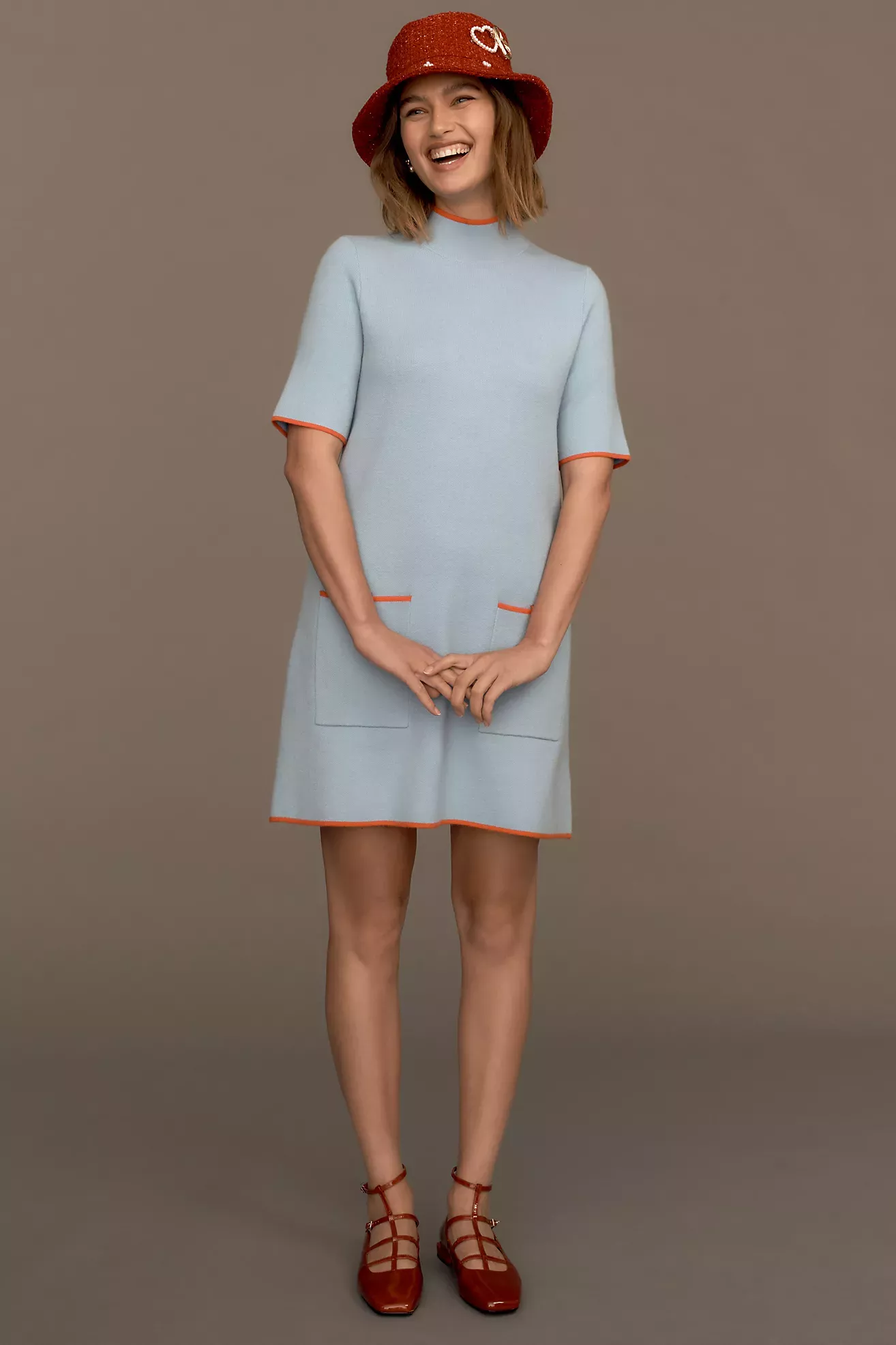Maeve The Annalise Mock-Neck Mini Sweater Dress by Maeve