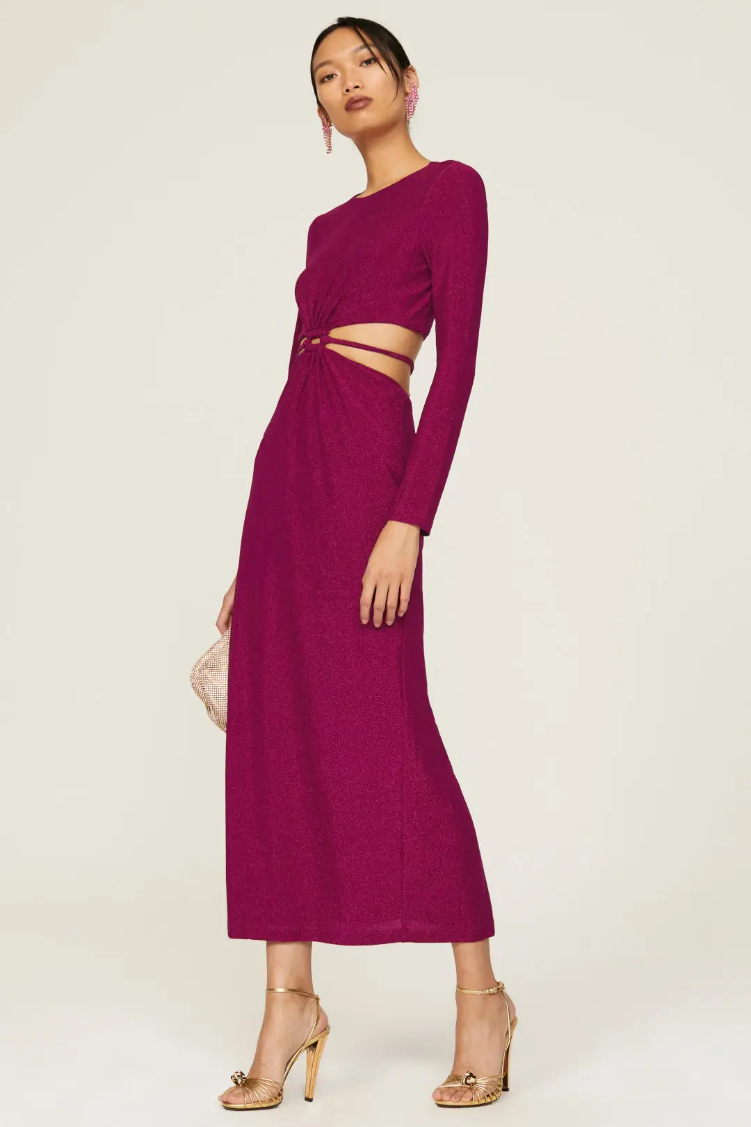 ML Monique Lhuillier Purple Metallic Knit Dress | Rent the Runway