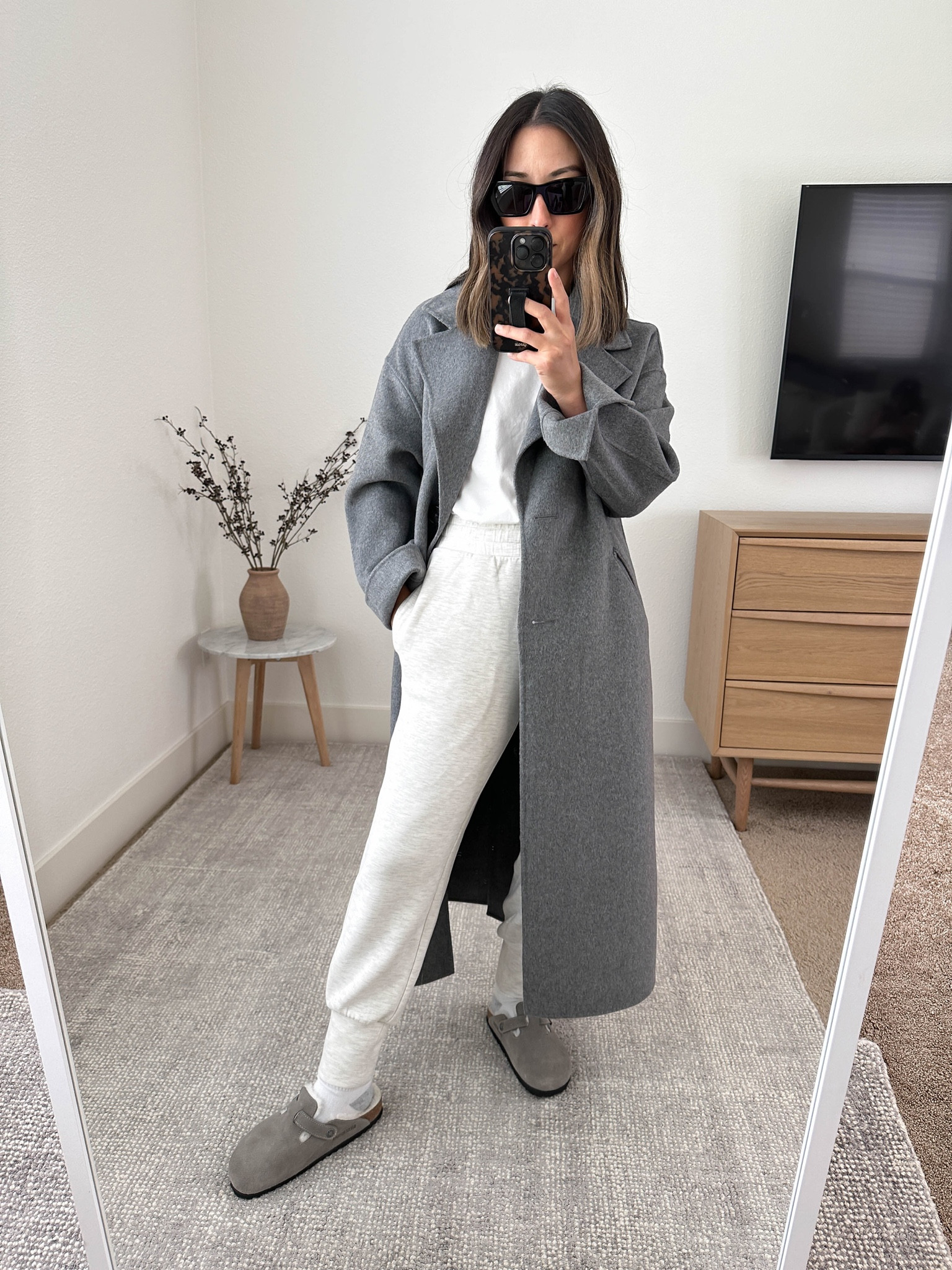 How to style grey shearling Birkenstock clogs. Love this gray color so much. I’ll wear these with and without socks. I sized up since there’s shearling inside. 

Banana Republic coat petite xs (old)
Everlane box cut tee medium
Varley joggers xs
Birkenstock Boston Clogs 36
Hanes socks
YSL sunglasses  

#LTKSeasonal #LTKshoecrush