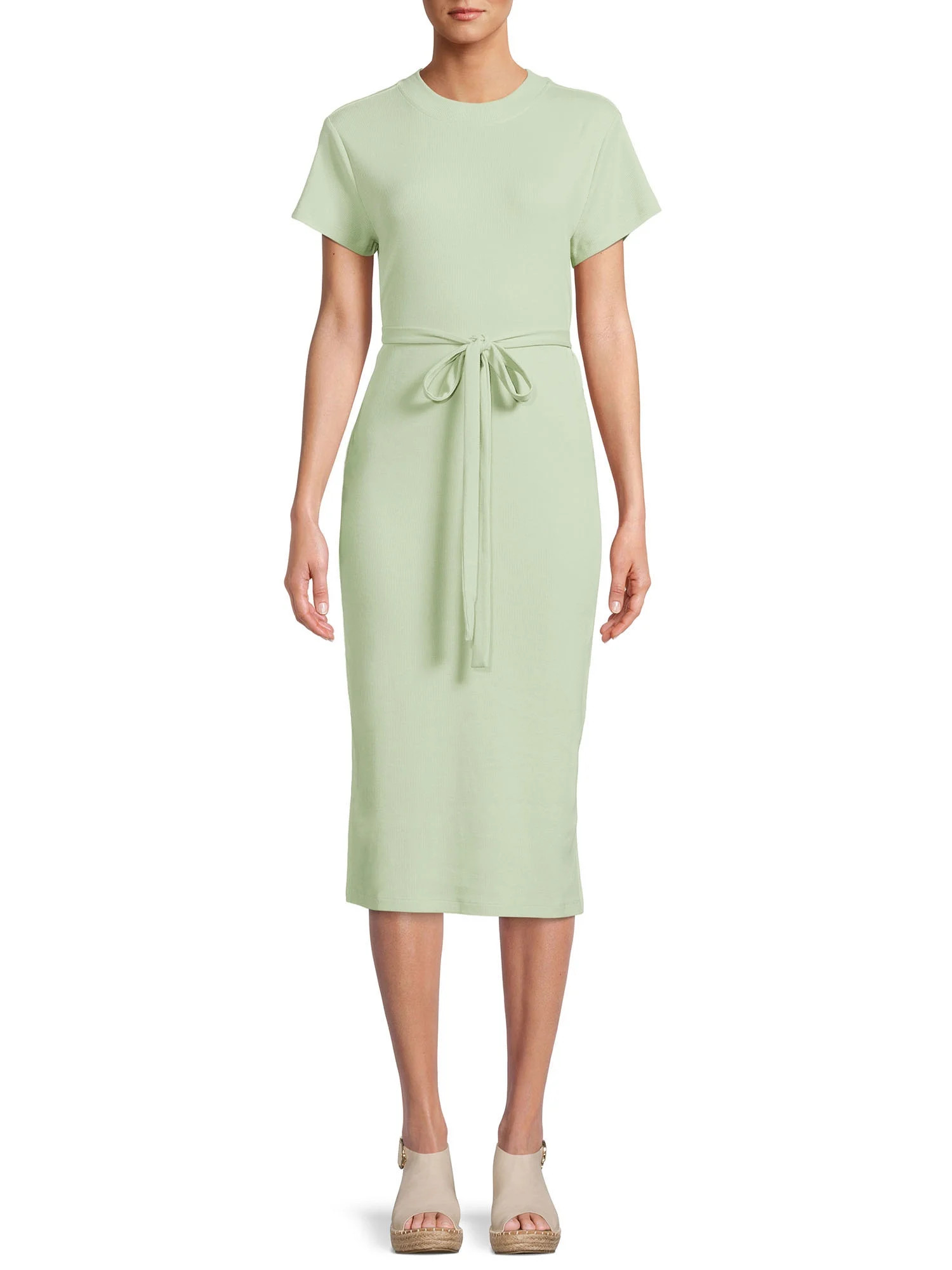 Time And Tru Women`s Knit Midi Dress with Belt - Walmart.com | Walmart (US)