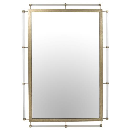 Gabby Diana Modern Classic Clear Acrylic Rod Gold Metal Frame Wall Mirror | Kathy Kuo Home