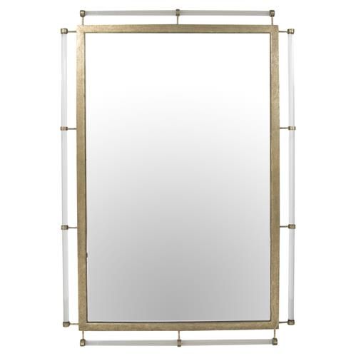 Gabby Diana Modern Classic Clear Acrylic Rod Gold Metal Frame Wall Mirror | Kathy Kuo Home