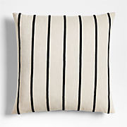 Como Cotton Embroidered Thin Stripe 23"x23" Ink Black Throw Pillow Cover | Crate & Barrel | Crate & Barrel