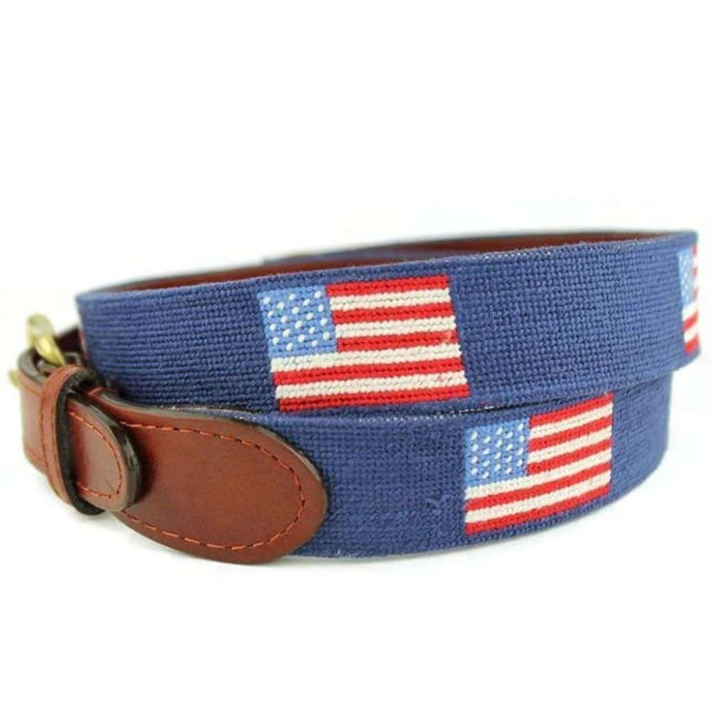 American Flag Needlepoint Belt in Navy by Smathers & Branson | Amazon (US)