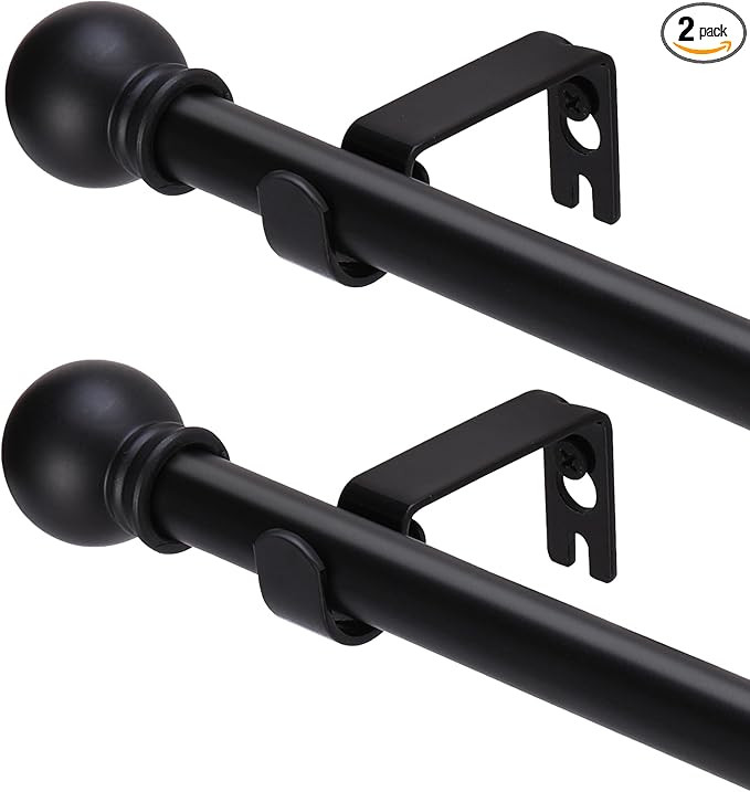 2 Pack Black Curtain Rods for windows 32 to 48 inch, 5/8 inch Splicing Heavy Duty Metal Curtain R... | Amazon (US)