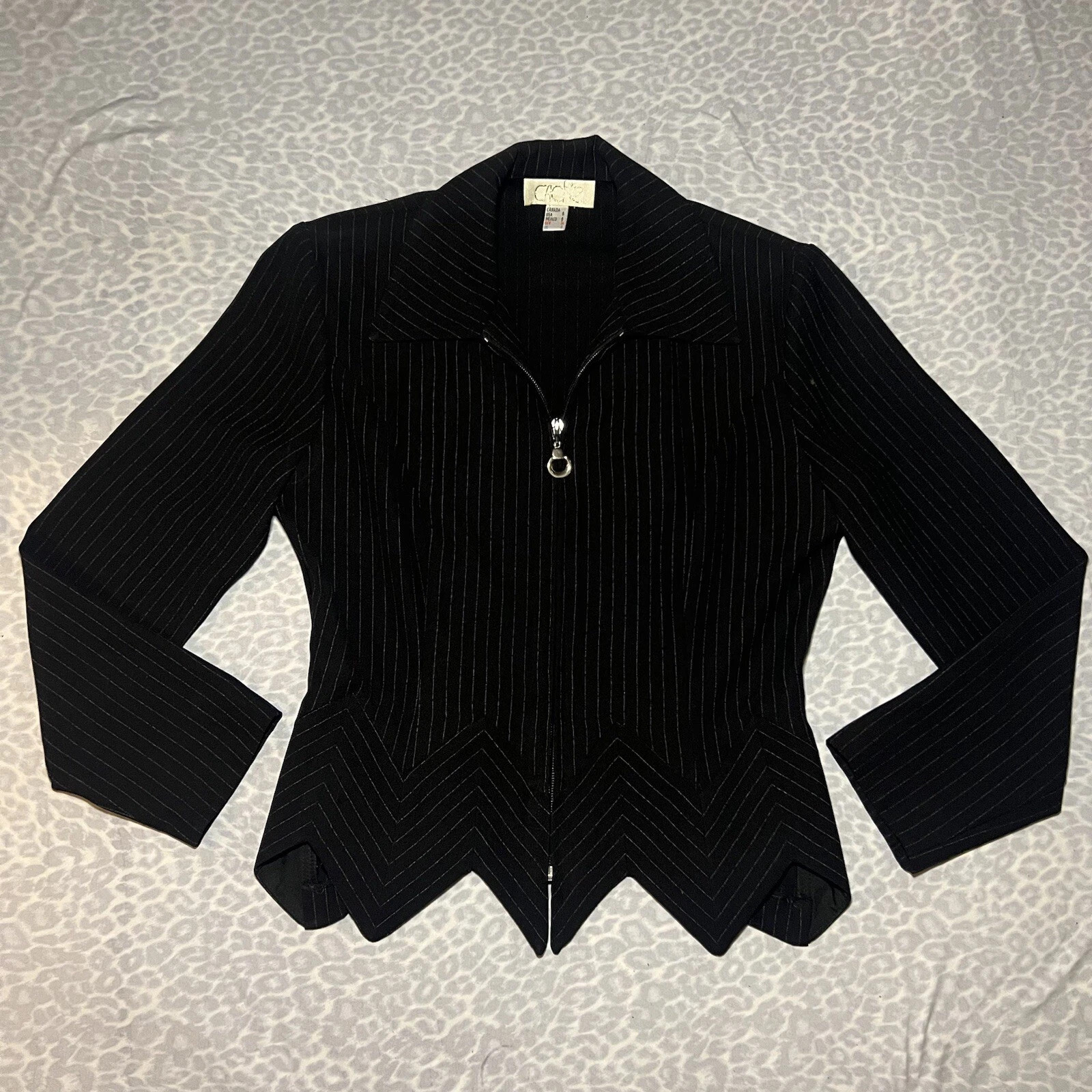 90s Vintage Cache Pinstripe Zip Up Jacket Shoulder Pads Gothic Mugler | eBay US