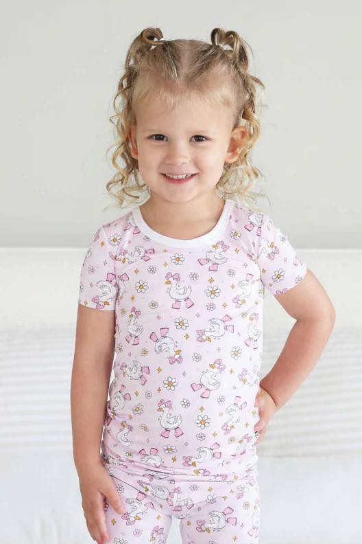 Silly Goose Two Piece Pajama Set | Pink | Caden Lane