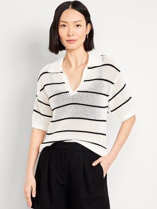 Open-Stitch Polo Sweater | Old Navy (US)