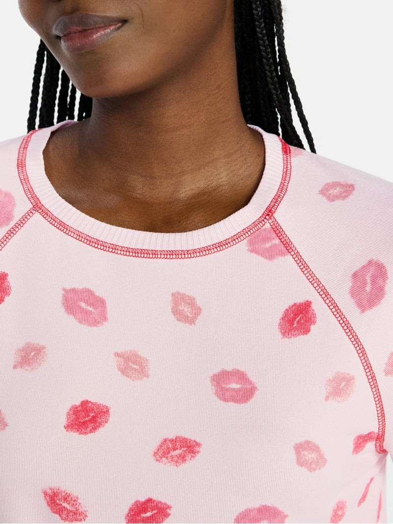 Joyspun Women's Cozy Lounge Collection Hacci Knit Long Sleeve Sleep Top, Sizes XS-3X | Walmart (US)