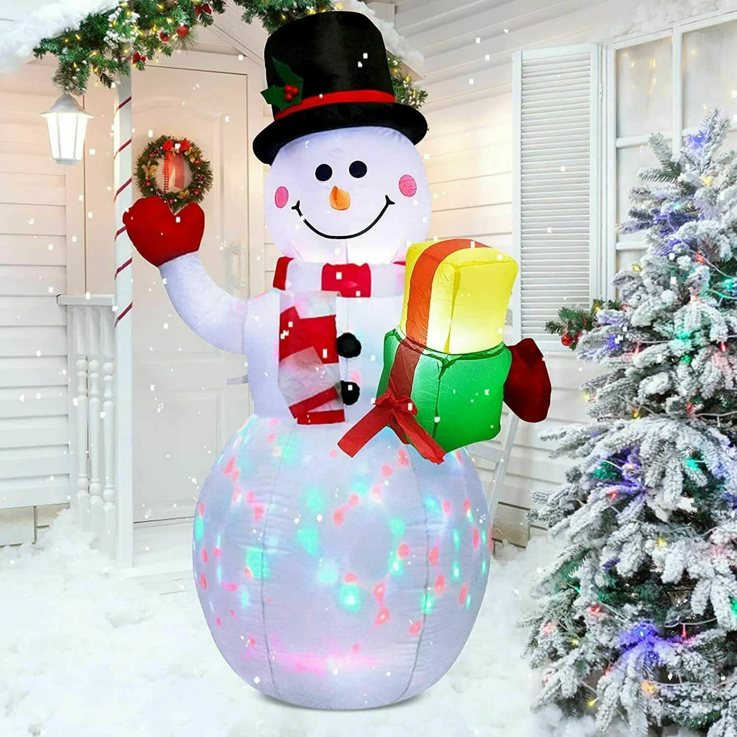 5ft Christmas Inflatables Snowman Outdoor Yard Decor with Rotating LED Lights Christmas Blow Up D... | Walmart (US)