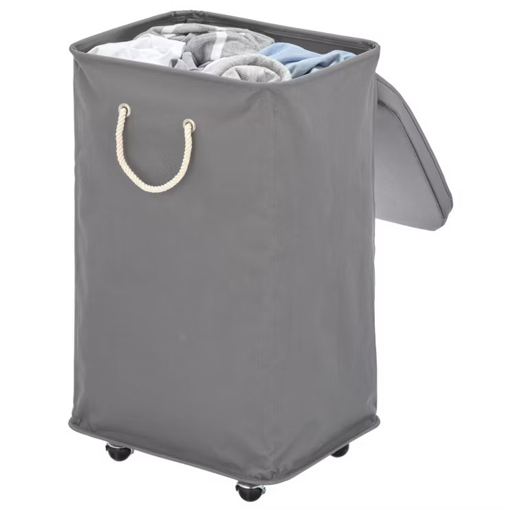 mDesign Large Polyester Rolling Laundry Hamper with Wheels, Lid, and Handles | Target