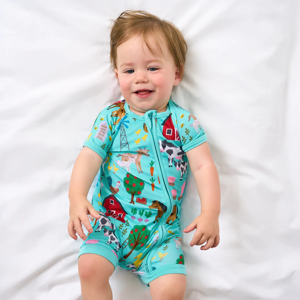 Blue Farm Fam Shorty Zippy | Little Sleepies