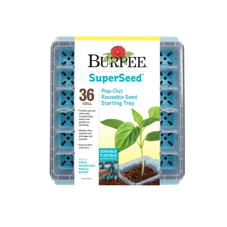 Burpee SuperSeed 36 Cell Seed Starting Tray with Reusable Silicone Cells, Dishwasher Safe | Walmart (US)