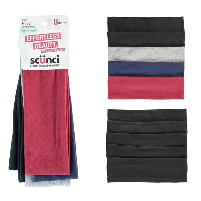 Scunci Classic Knit Headwrap Fabric Headband, Colors Vary, 5 Ct | Walmart (US)