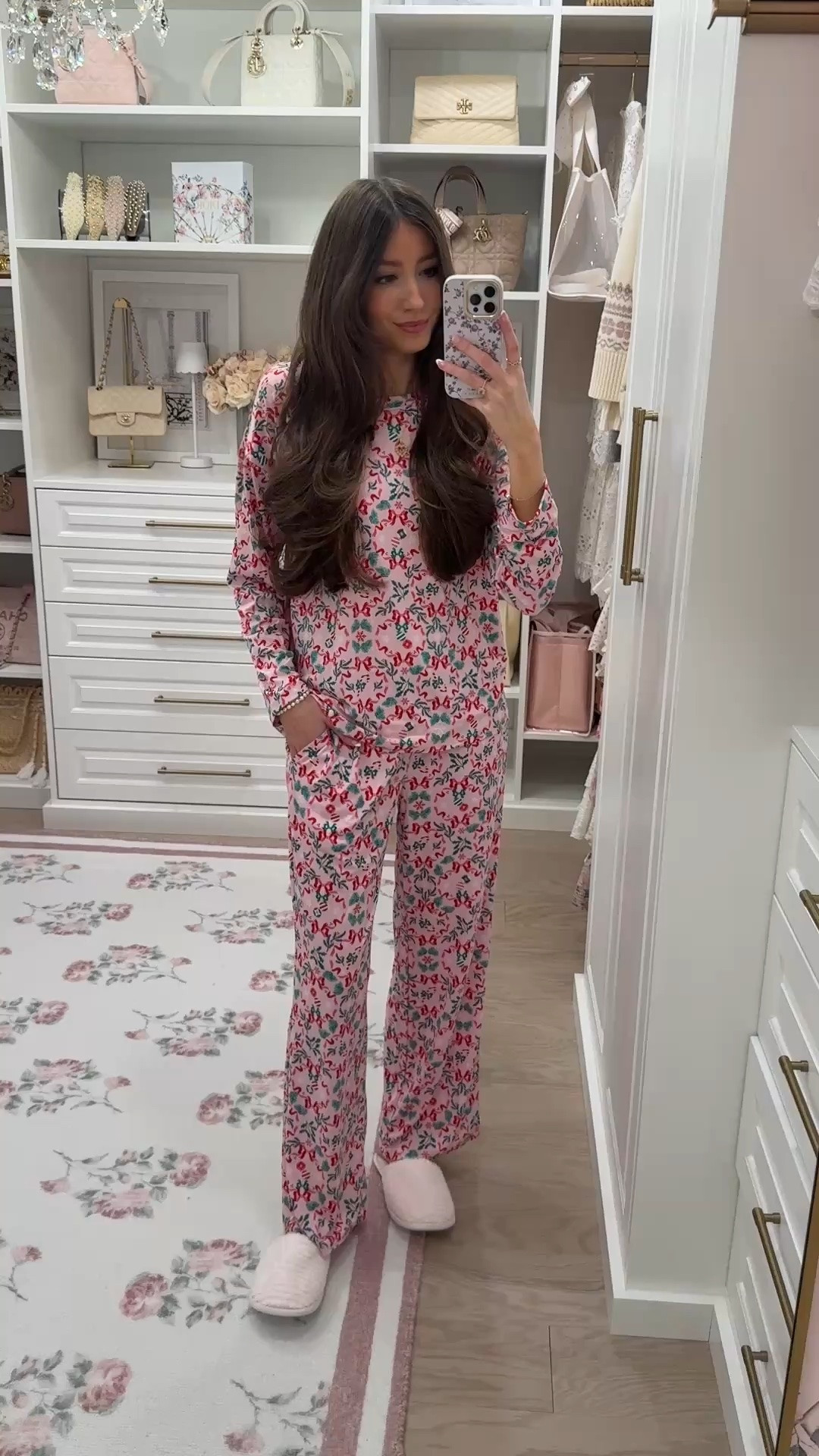 Walmart pink bow Christmas pajamas!