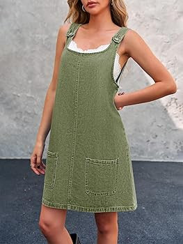 BZB Women's Sleeveless Casual Denim Dress Crewneck Vintage Loose Jean Overall Dress with Pockets | Amazon (US)