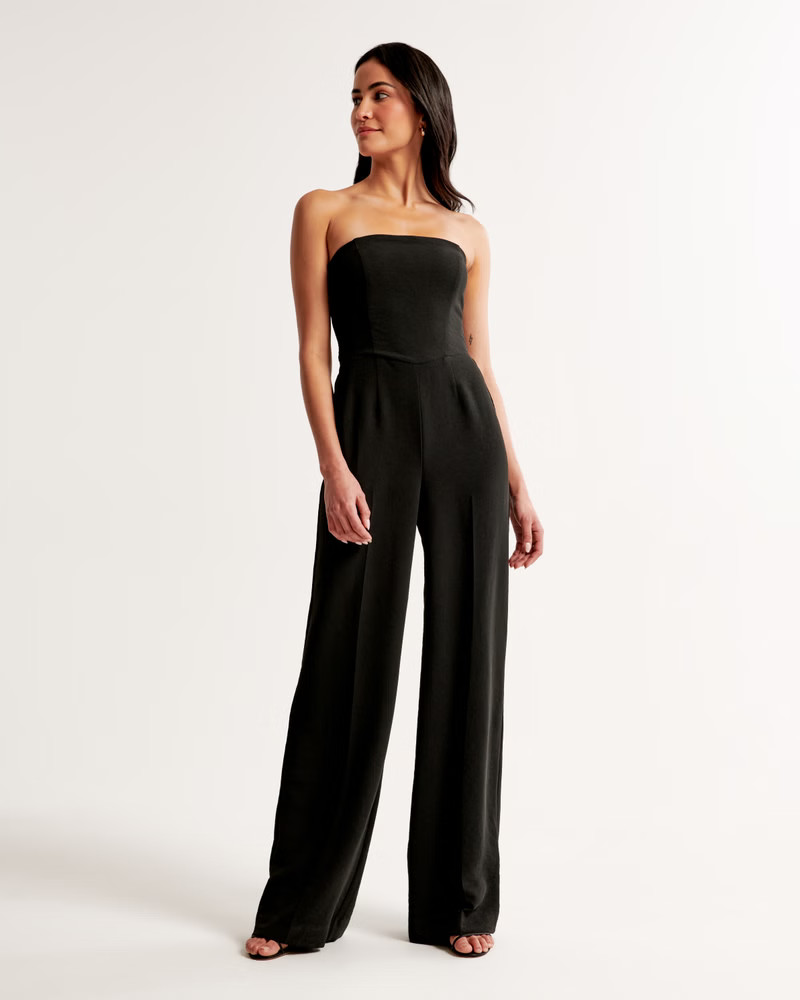 Strapless Premium Crepe Jumpsuit | Abercrombie & Fitch (US)