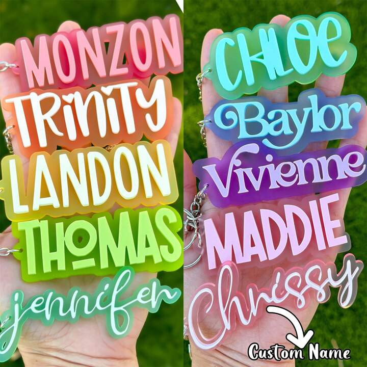 Personalized Blod Name Acrylic Keychain, Acrylic Name Tag, Backpack Name Tag, Diaper Bag, Custom ... | SHEIN