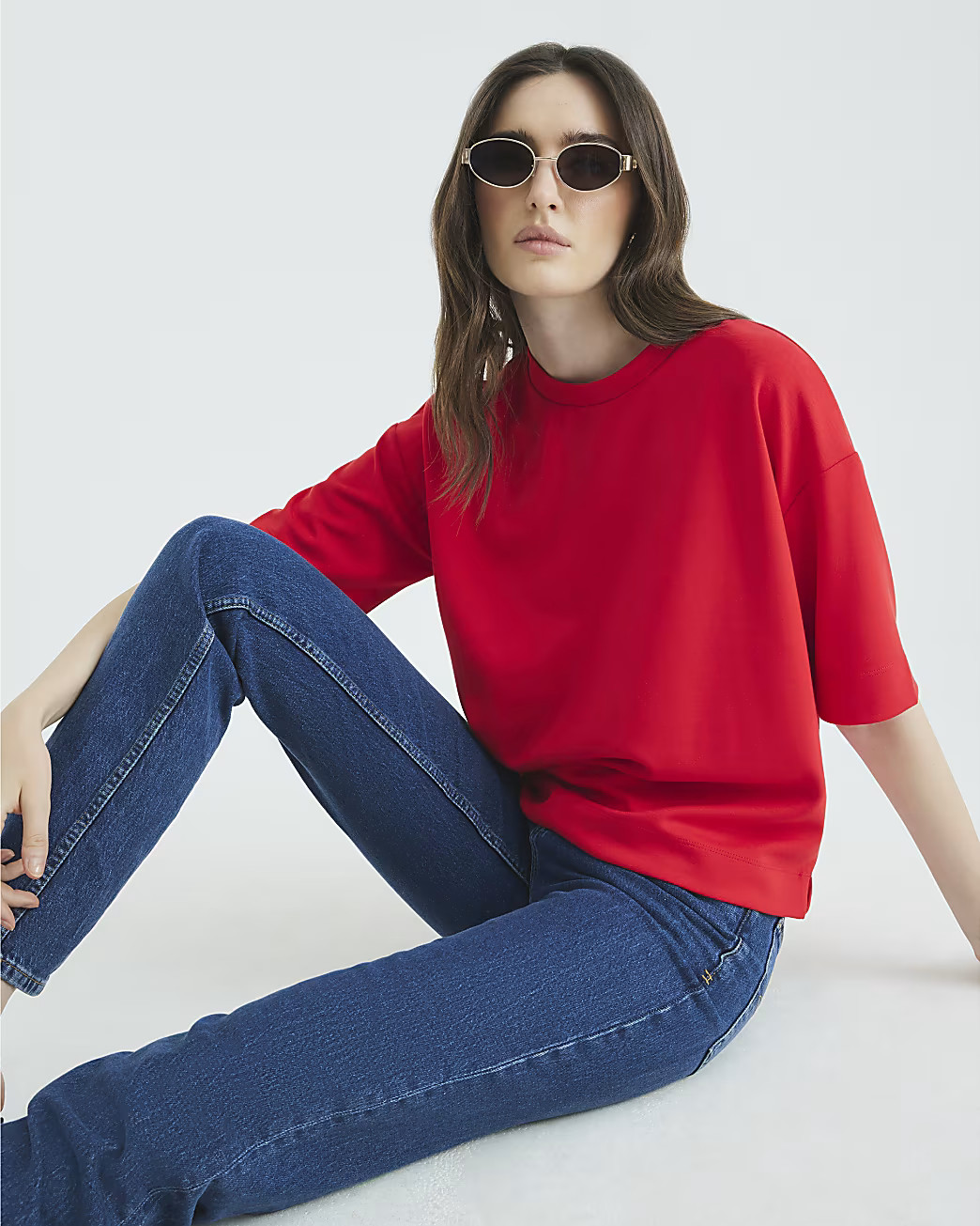 Red Premium Short Sleeve Boxy T-shirt | River Island UK & IE