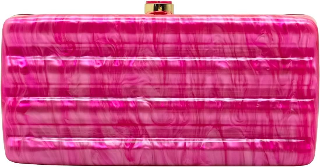 Women Acrylic Clutch Purse Marbled Evening Shoulder Bag for Wedding Cocktail Party Prom | Amazon (US)