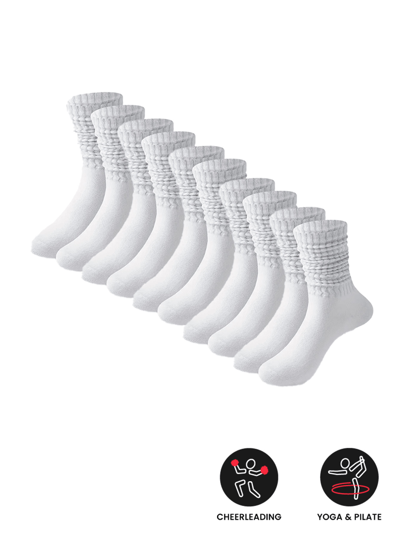 Sports Outdoor 5/10 Pairs Of Multifunctional Loose Pure White Pile Socks, Cute College Style, Aut... | SHEIN
