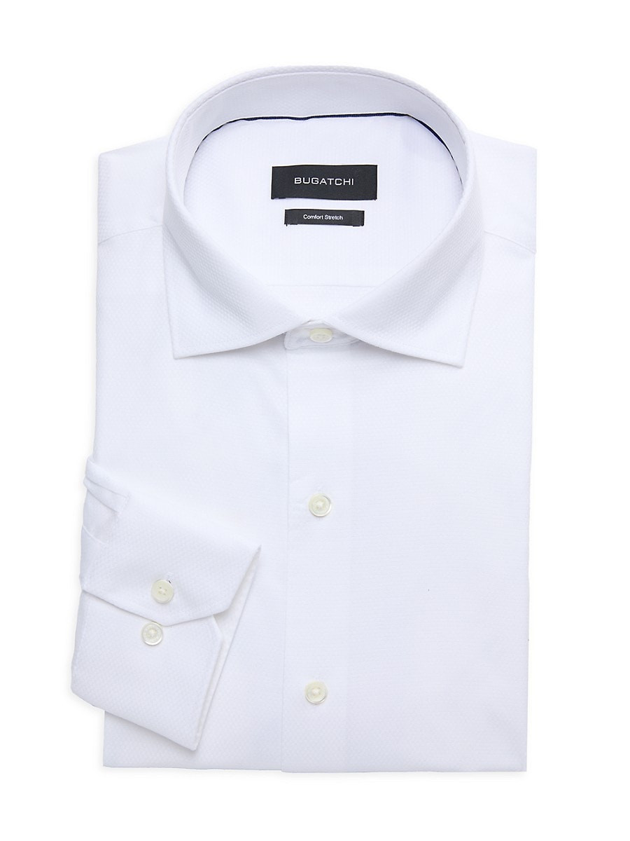 Bugatchi Men's Comfort-Stretch Woven Dress Shirt - White - Size 14.5 | Saks Fifth Avenue OFF 5TH