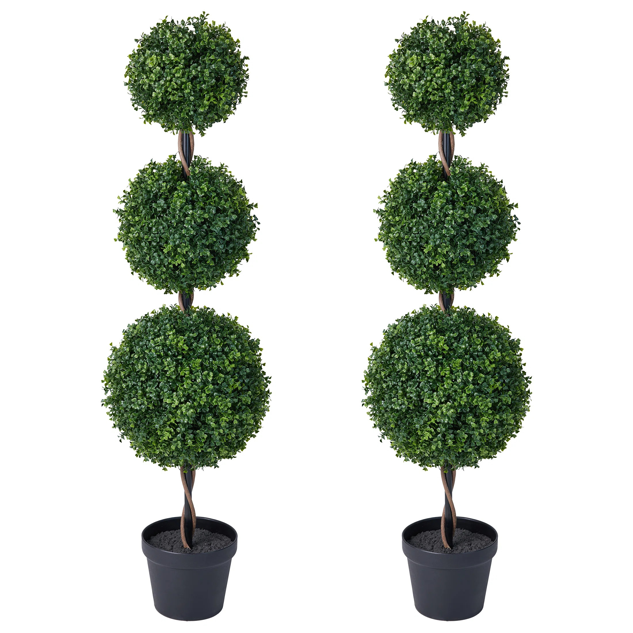 Primrue Adcock Artificial Boxwood Topiary In Pot - UV Resistant Triple Ball Faux Plant For Indoor... | Wayfair North America