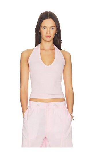 Enza Costa Cotton Rib U Halter in Rose. - size XS | Revolve Clothing (Global)