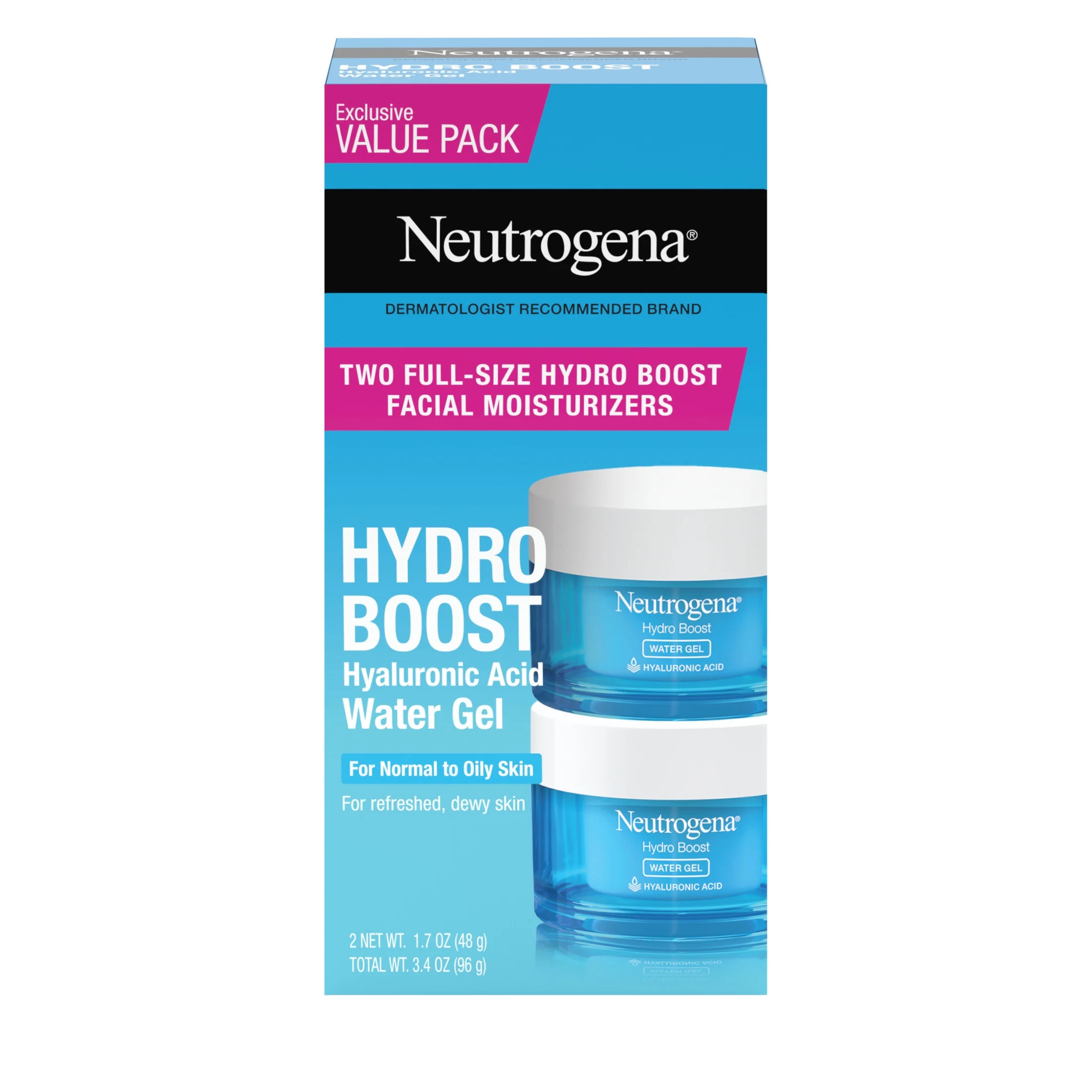 Neutrogena Hydro Boost Hyaluronic Acid Water Gel Moisturizer, 2 x 1.7 oz | Walmart (US)