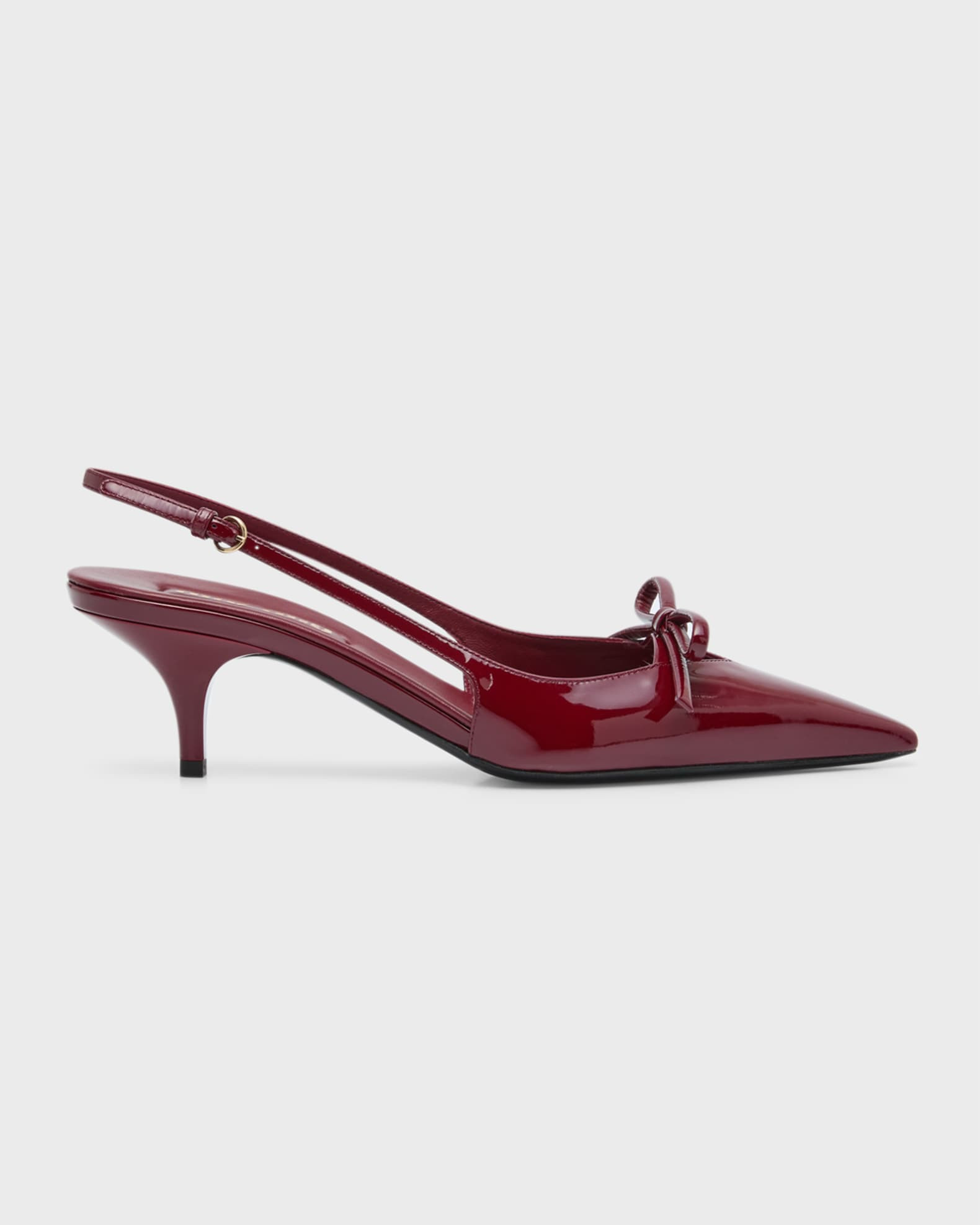 Patent Bow Kitten-Heel Slingback Pumps | Neiman Marcus