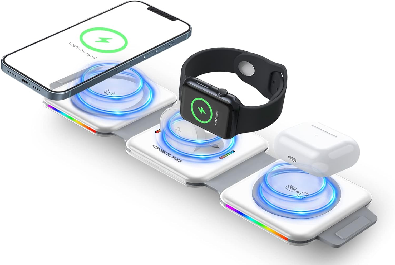 Wireless Charger 3 in 1,Magnetic Foldable 3 in 1 Charging Station,Fast Wireless Charging Dock,Com... | Amazon (US)