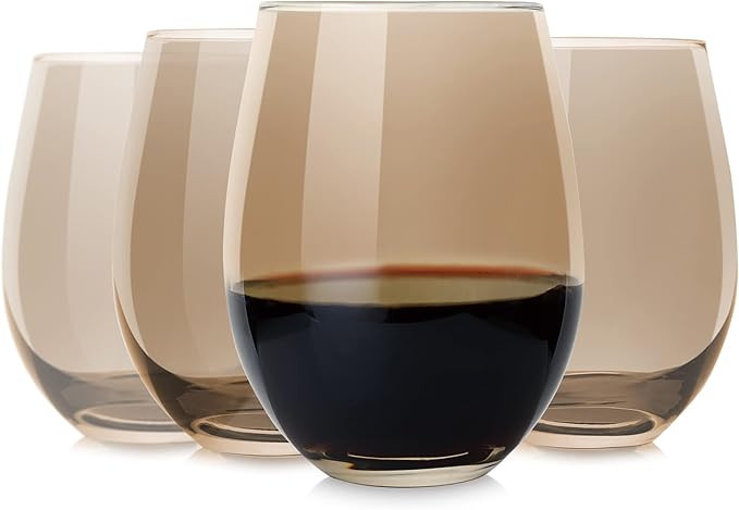 Amazon.com | LUXU Amber Stemless Wine Glass(Set of 4)-20 Ounces,Colored Water Juice Drinking Glas... | Amazon (US)