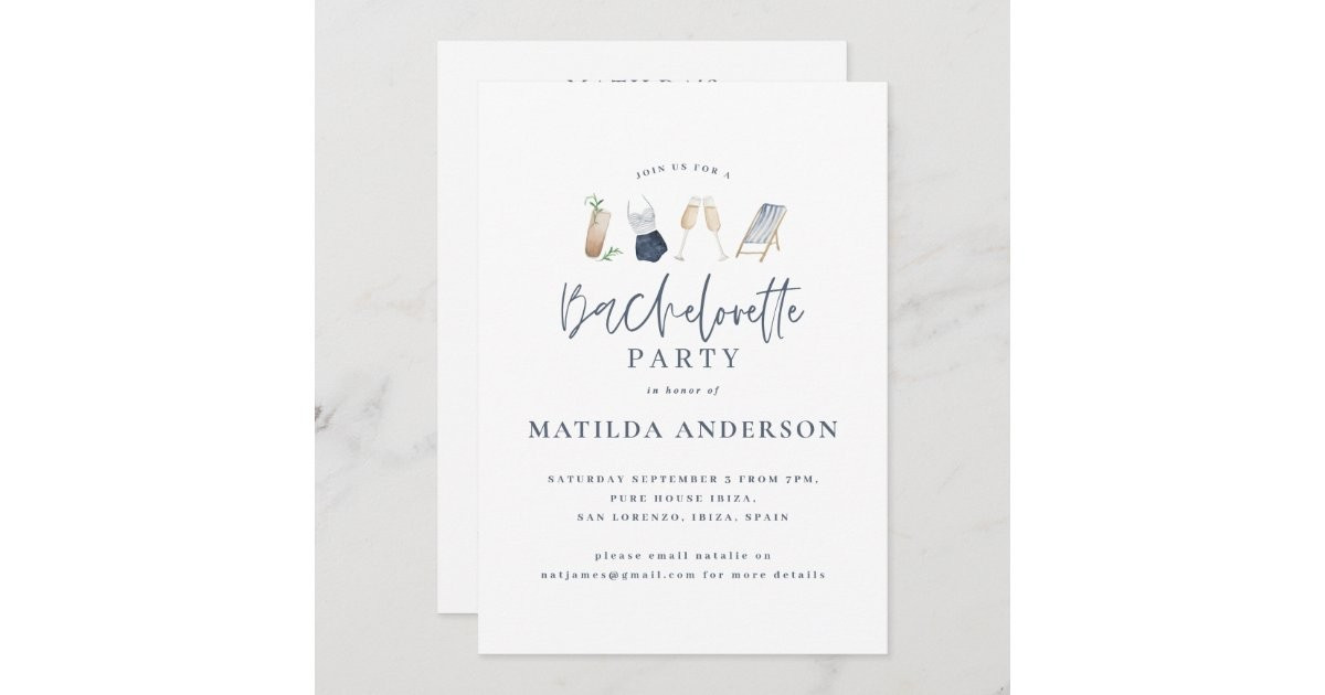 Girly blue drinks bachelorette weekend itinerary announcement | Zazzle | Zazzle