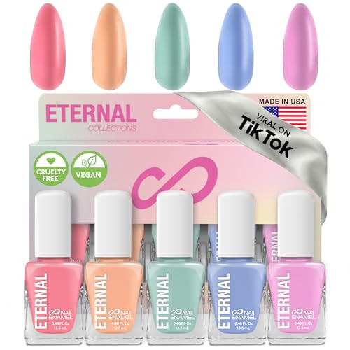 Eternal Pastel Nail Polish Sets for Women (CANDY PASTELS) - Pastel Nail Polish Set for Girls - Long Lasting & Quick Dry Nail Polish Set for Home DIY Manicure Pedicure - Made in USA, 13.5mL (Set of 5) | Amazon (US)