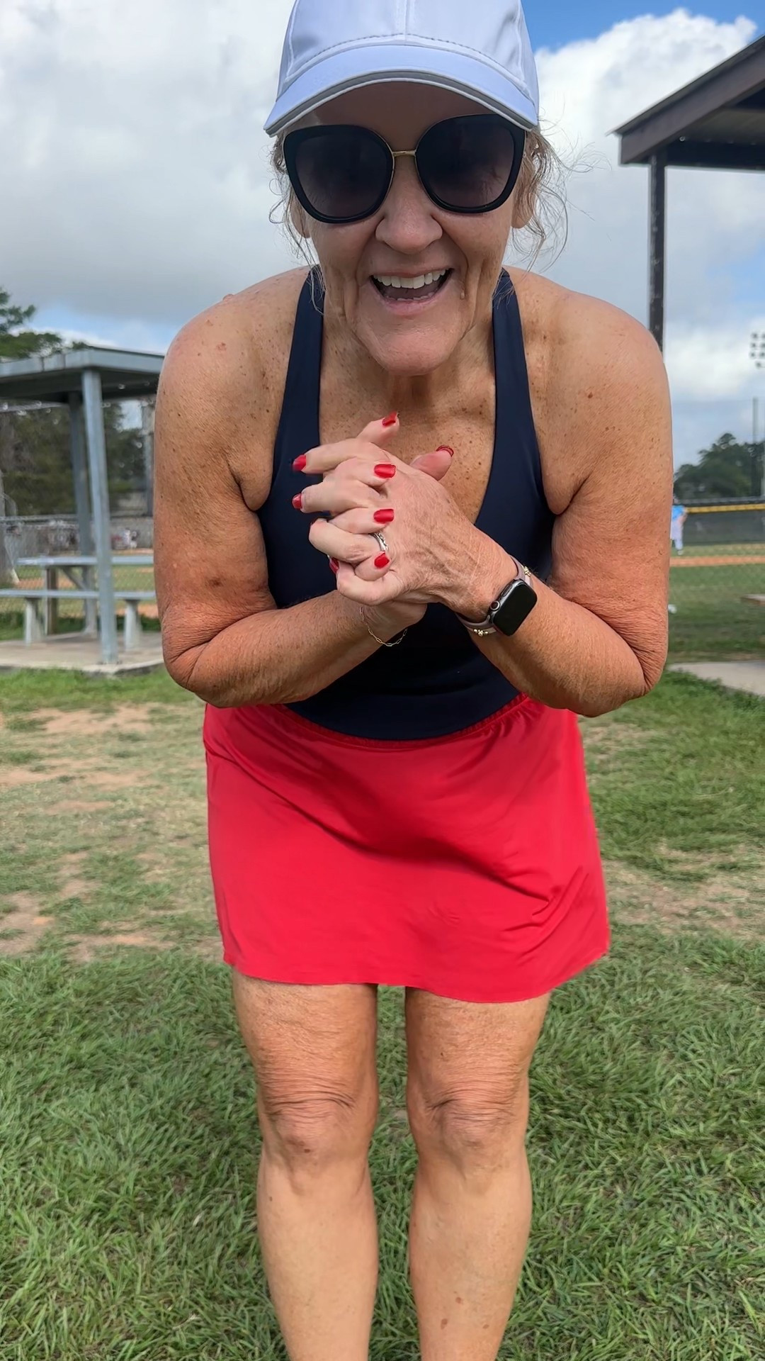Hot day in Texas! On the baseball field. Had to wear athletic wear! Also linking some of my favorites on the spanx sale 

Skort sized up to a large 
Tank with shelf bra size medium 
Hokas are the best! 

#LTKOver40 #LTKFindsUnder100 #LTKActive