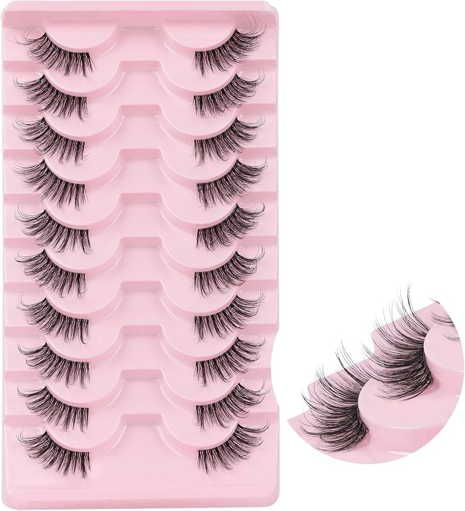 Ahrikiss Half Lashes Natural Look 10 Pairs Wispy Cat Eye Lashes 15mm 3D Accent Fluffy False Eyela... | Amazon (US)