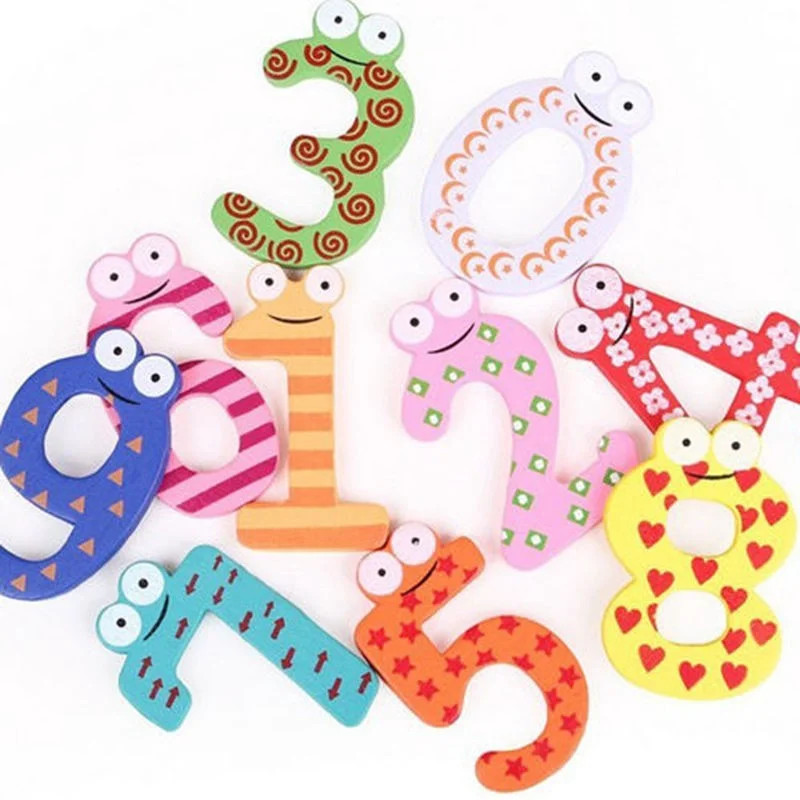 10 Pcs/Set Wooden Cartoon Number Fridge Magnet Kids Educational Toys | Walmart (US)