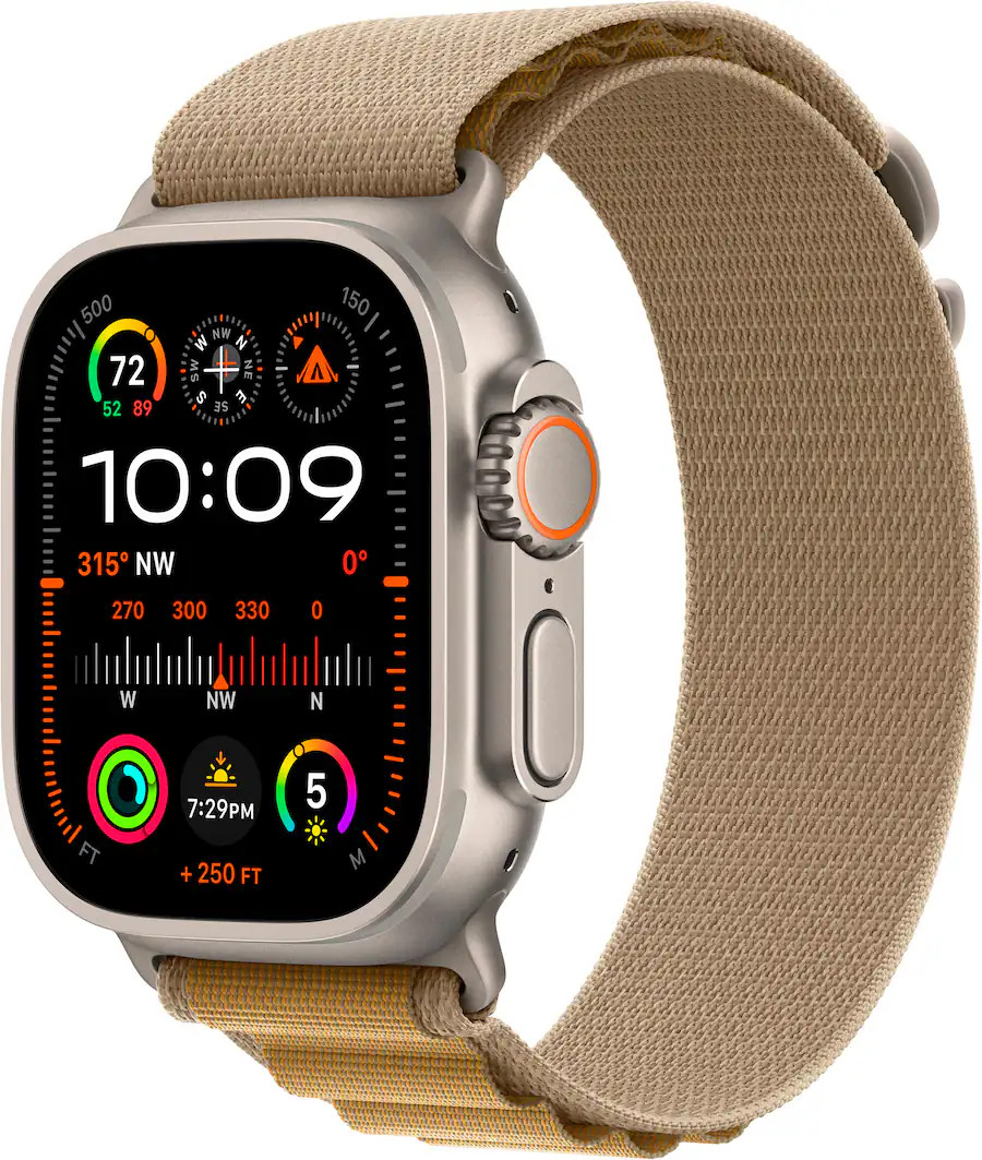 Apple Watch Ultra 2 (GPS+Cellular) 49mm Titanium Case with Tan Alpine Loop - Large - Natural - (2... | Best Buy U.S.