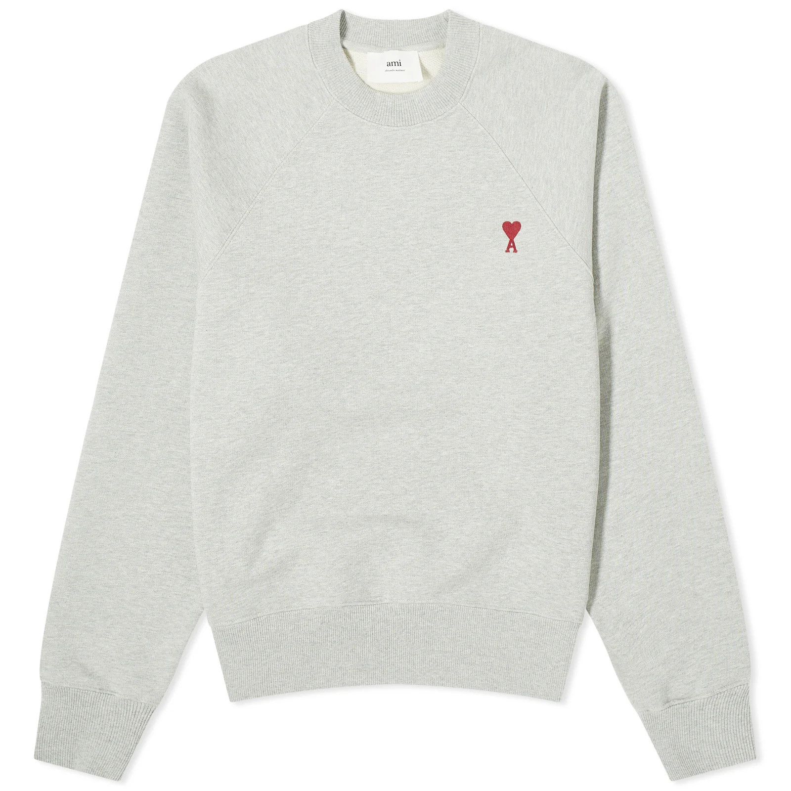 AMI Paris Women's Red Ami De Coeur Sweatshirt in Heather Ash Grey, Size Small | END. Clothing
