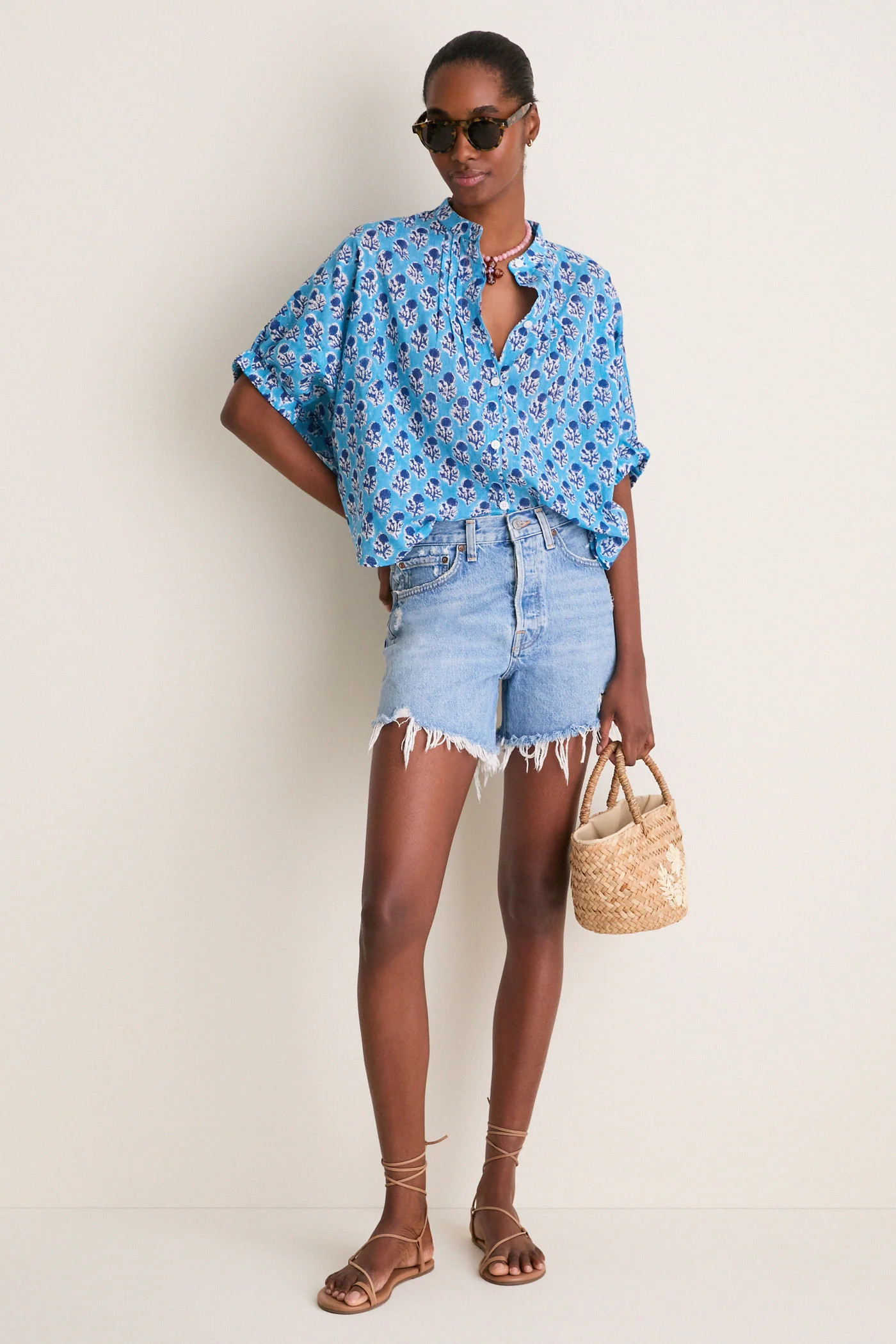 Little Marigolds Danube Organic Mandarin Collar Top | Tuckernuck (US)