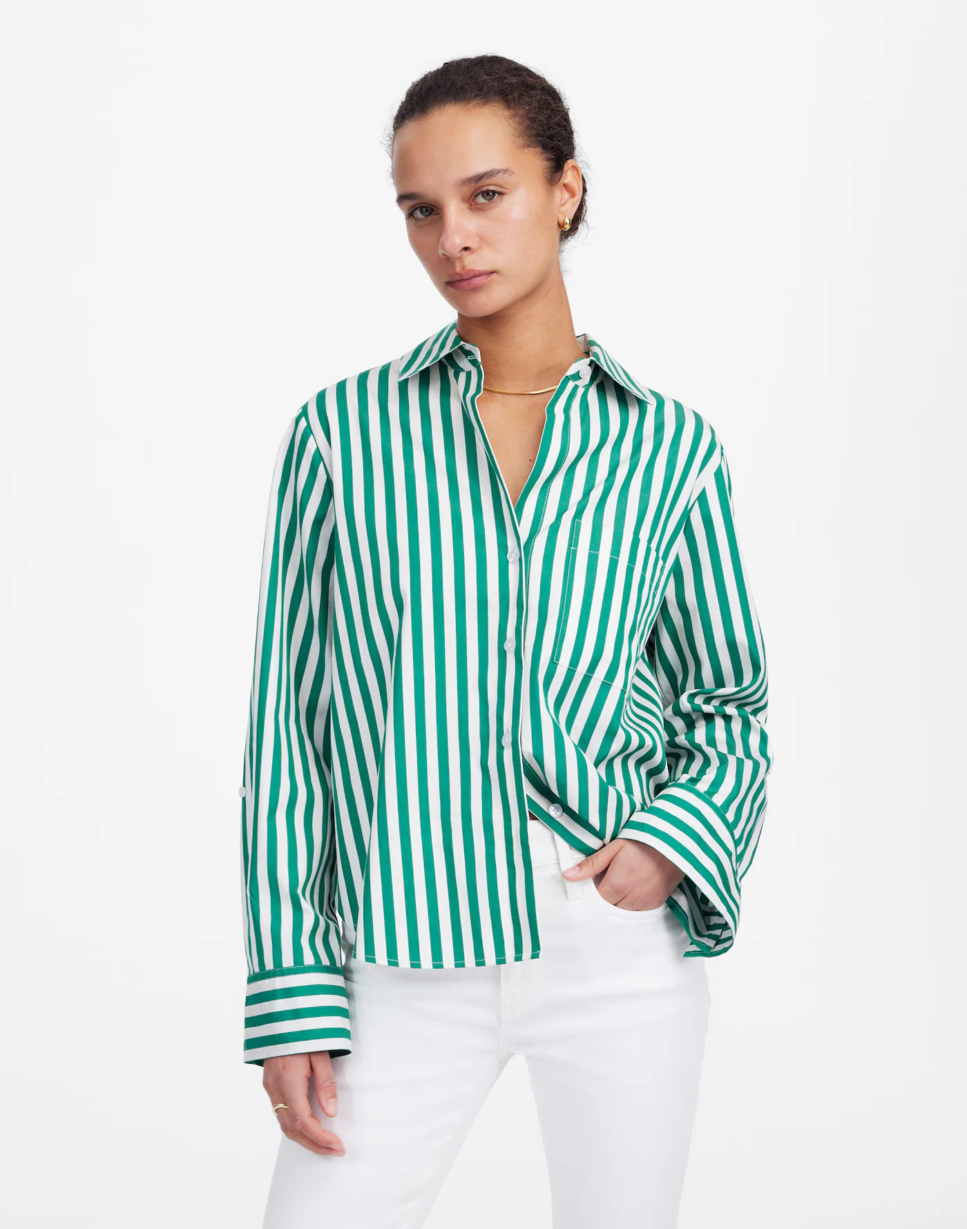 Poplin Easy Y-Neck Button-Up Shirt | Madewell