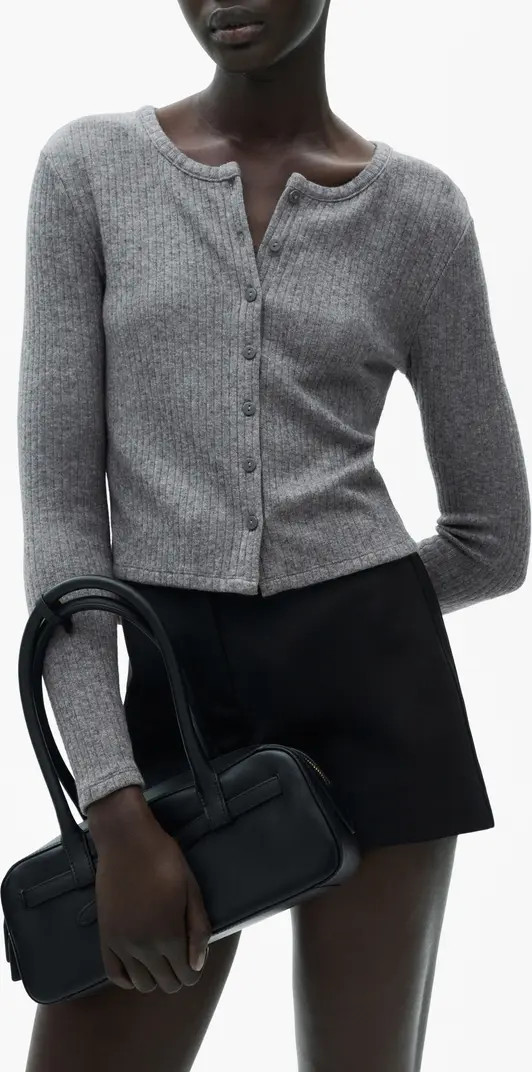 MANGO Rib Button-Up Cardigan | Nordstrom | Nordstrom
