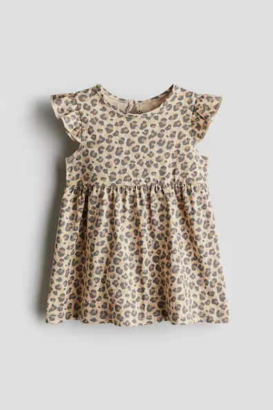 H & M - Printed Cotton Dress - Beige | H&M (US + CA)
