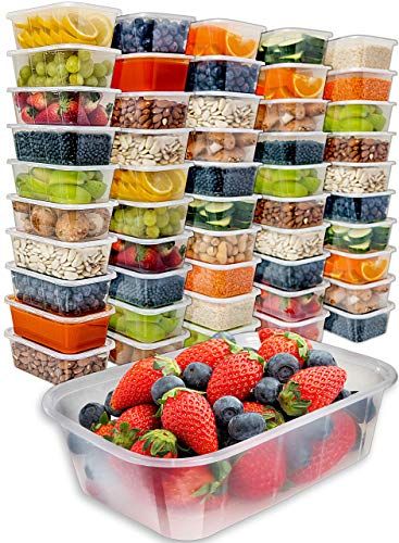 PrepNaturals Containers- 50 Pack of 25 Oz 100% BPA-free Plastic Food Containers with Lids- For Meal  | Amazon (US)