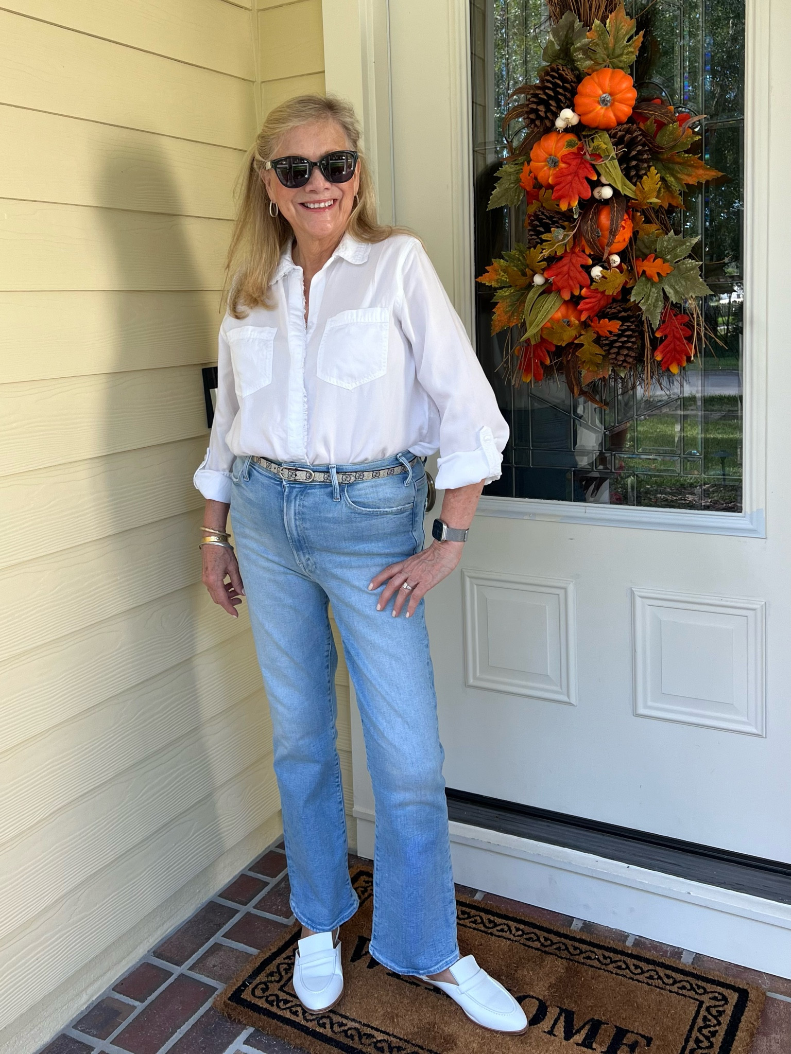 Elevate your style with a timeless everyday ensemble! Imagine pairing a crisp white shirt with your favorite denim for that perfect blend of casual and chic. This look effortlessly captures comfort while keeping you fashion-forward. #LTKOVER50

#LTKMidsize #LTKSeasonal