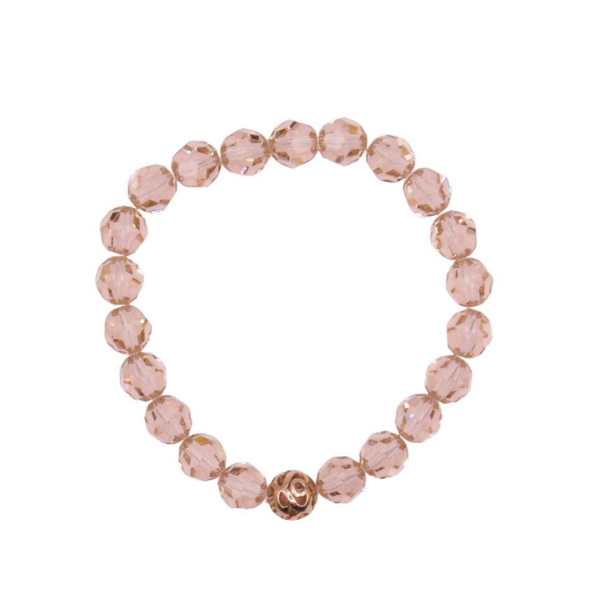 8mm Vintage Rose Swarovski Beaded Bracelet | Sparkl