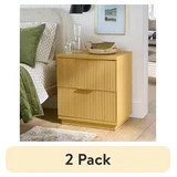 (2 pack) Better Homes & Gardens Lillian Fluted 2-Drawer Nightstand with USB, Natural Pine | Walmart (US)