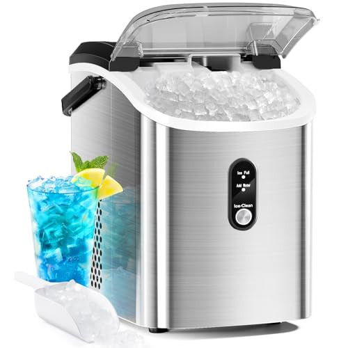 Antarctic Star Nugget Countertop Ice Maker with Soft Chewable Ice, 34Lbs/24H, Pebble Portable Ice Machine with Ice Scoop, Self-Cleaning, One Button Operation, for Kitchen,Office Stainless Steel Silver | Amazon (US)
